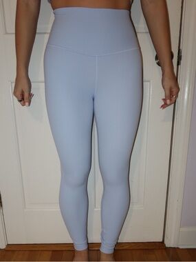 High-Waist Light Blue/purpleish Solid Leggings